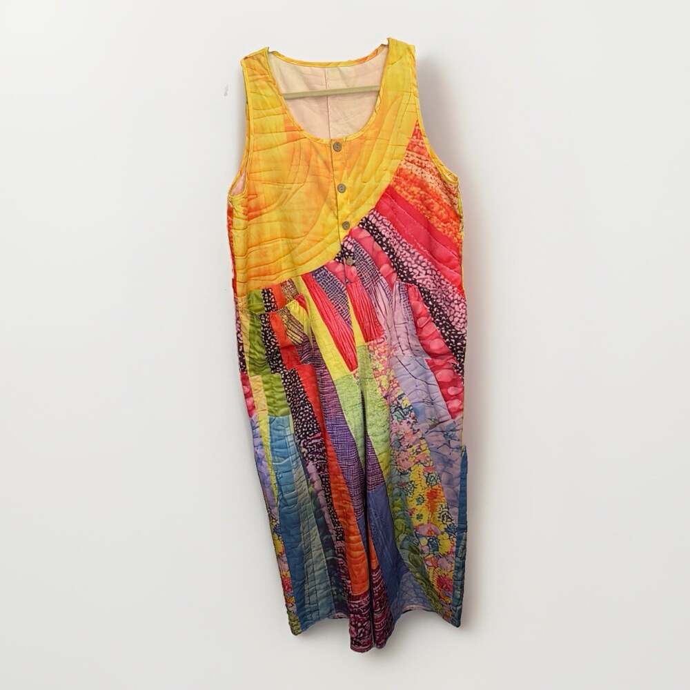 Artisan Abstract Tie Dye Style Romper XXL Boho Chest 42”/L25” - Picture 2 of 5